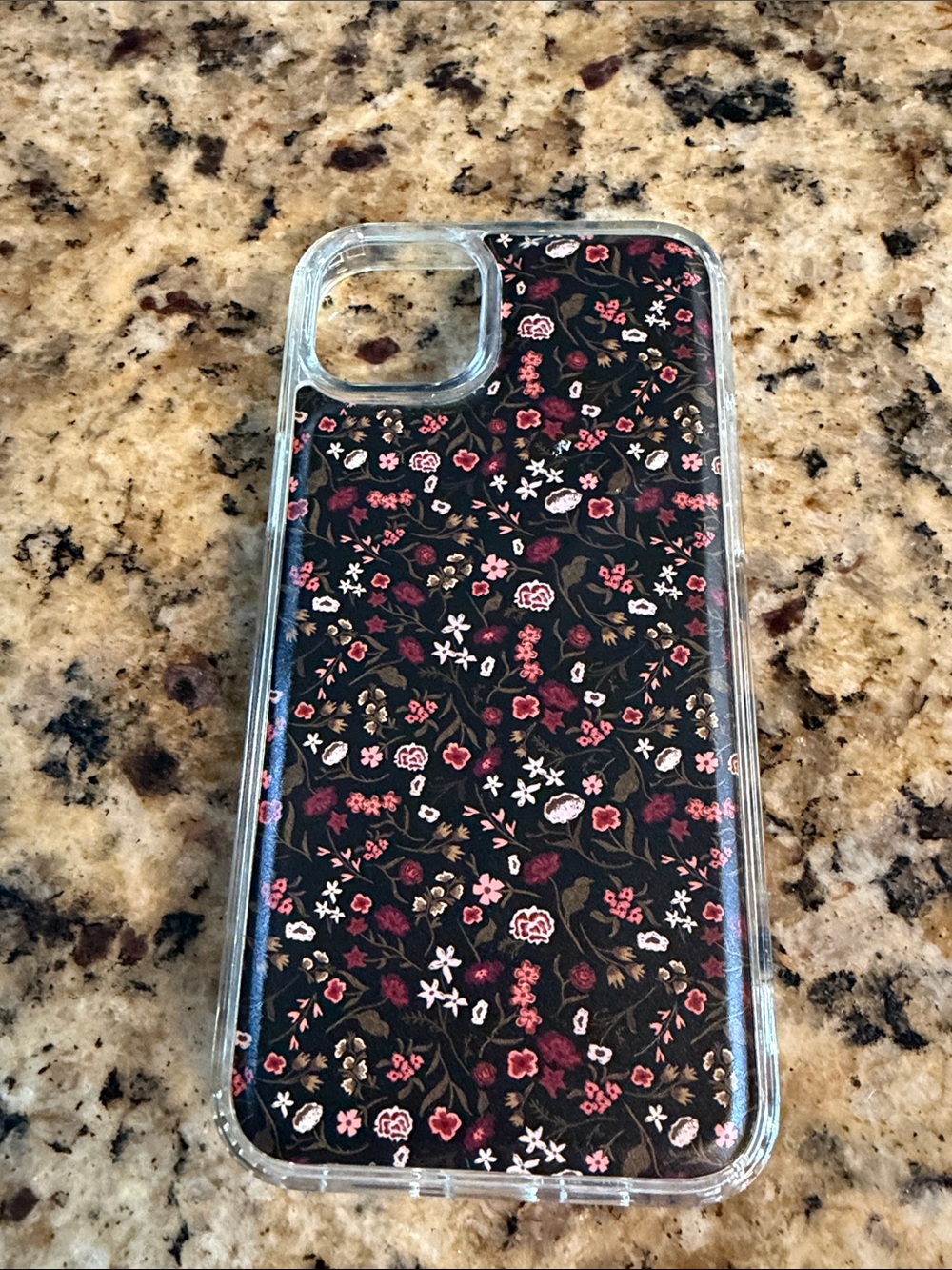 Wallis Black Floral Phone Case with Pink & White Flowers